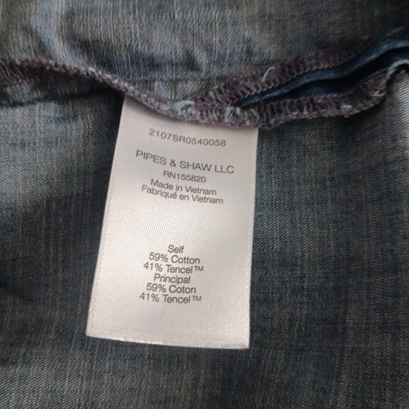 Veronica Beard Blue Ruffle-Trim Denim Blouse - Picture 6 of 6